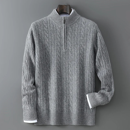 Men's Mock Neck Half Zip Sweater Warm Knit Winter
