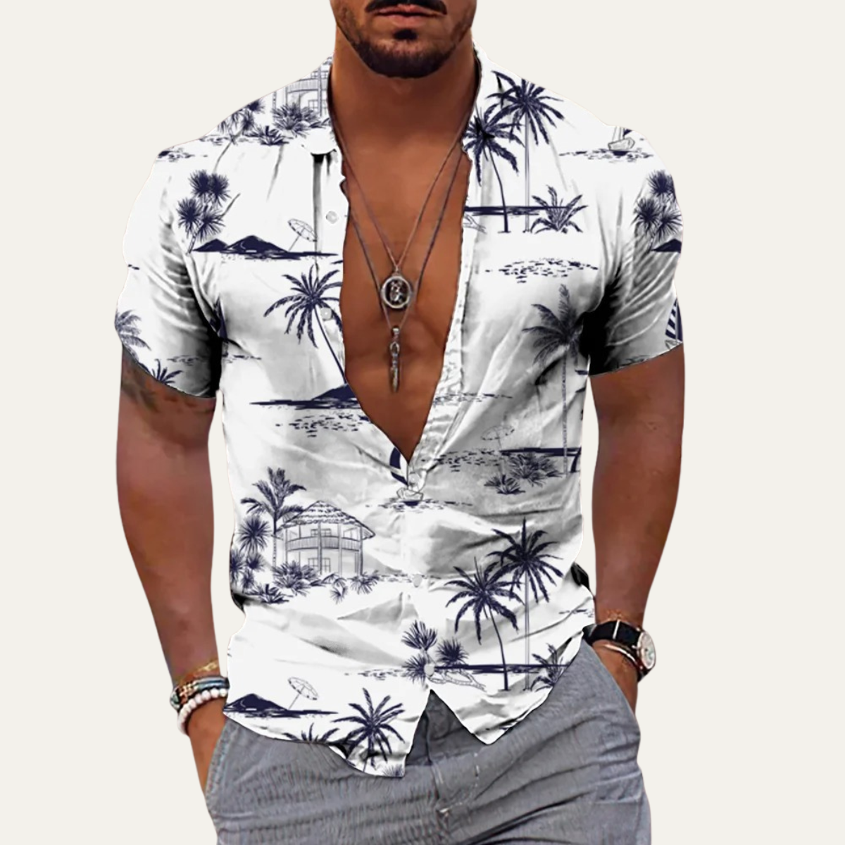 Men's Hawaiian Shirt Tropical Coconut Print