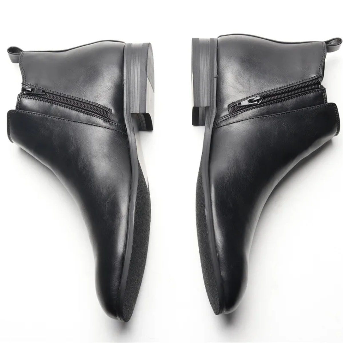 Men's Leather Chelsea Ankle Boots Elastic Sides