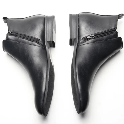 Men's Leather Chelsea Ankle Boots Elastic Sides