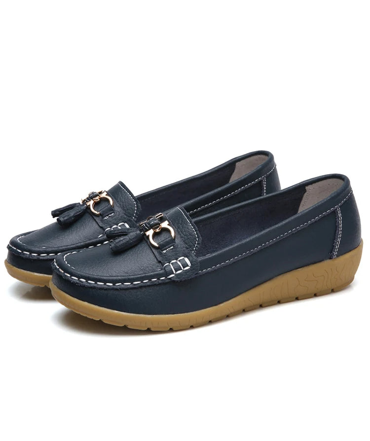 Women's Leather Cut-Out Ballet Flats