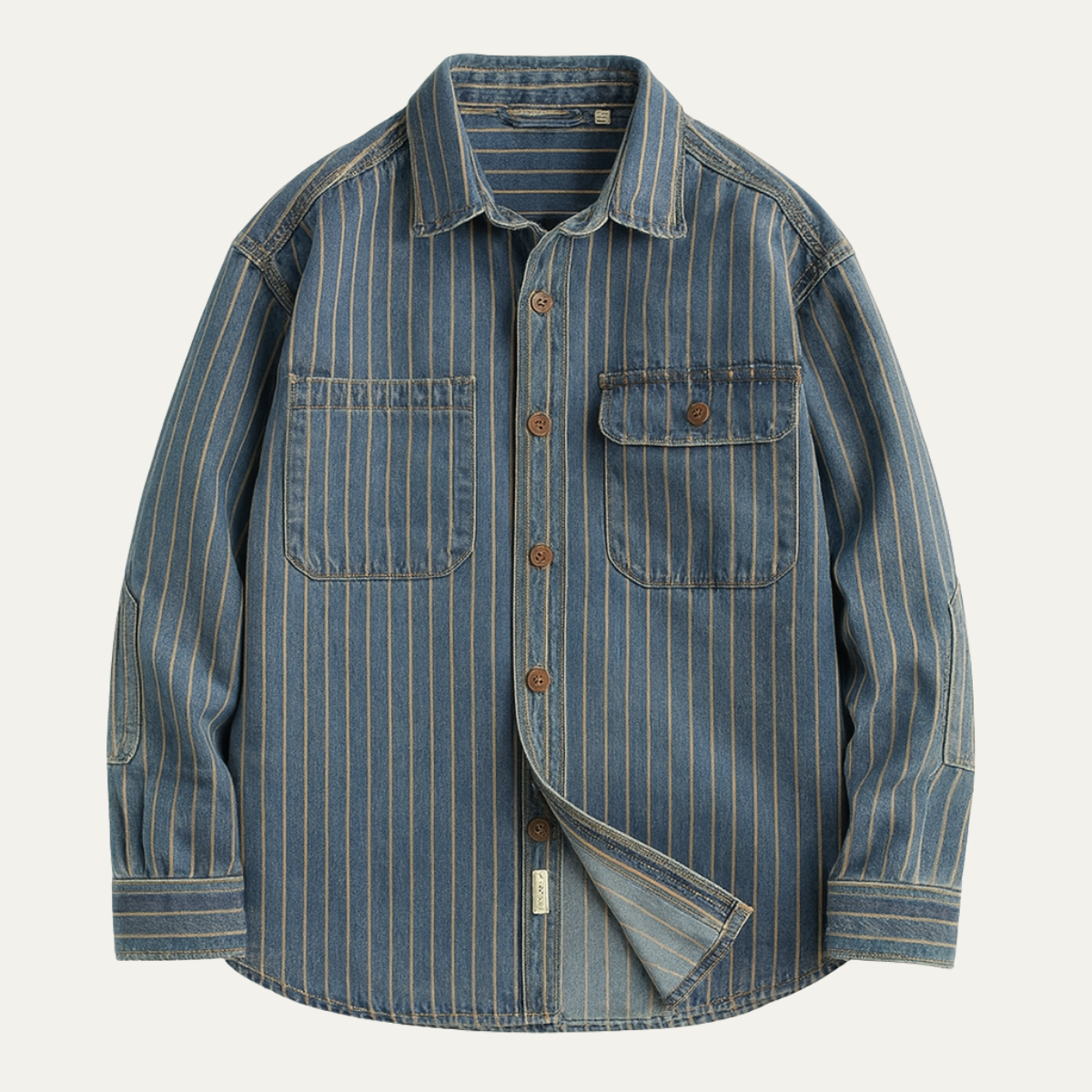 Men's Heavy Cotton Striped Casual Shirt - Fashinoza