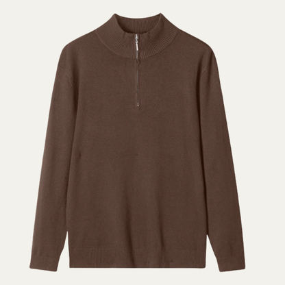 Men's Mock Neck Half Zip Knit Sweater - Fashinoza