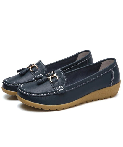 Women Leather Cut-Out Ballet Flats