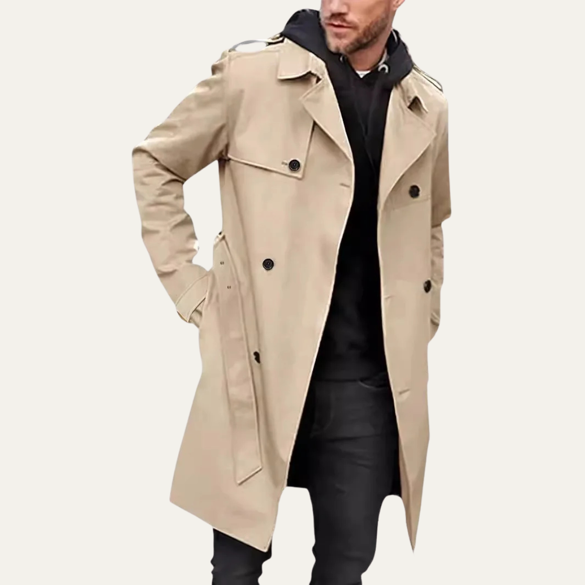 Crownport Men's Double Breasted Trench Coat Waterproof Long