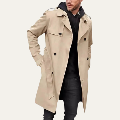 Crownport Men's Double Breasted Trench Coat Waterproof Long