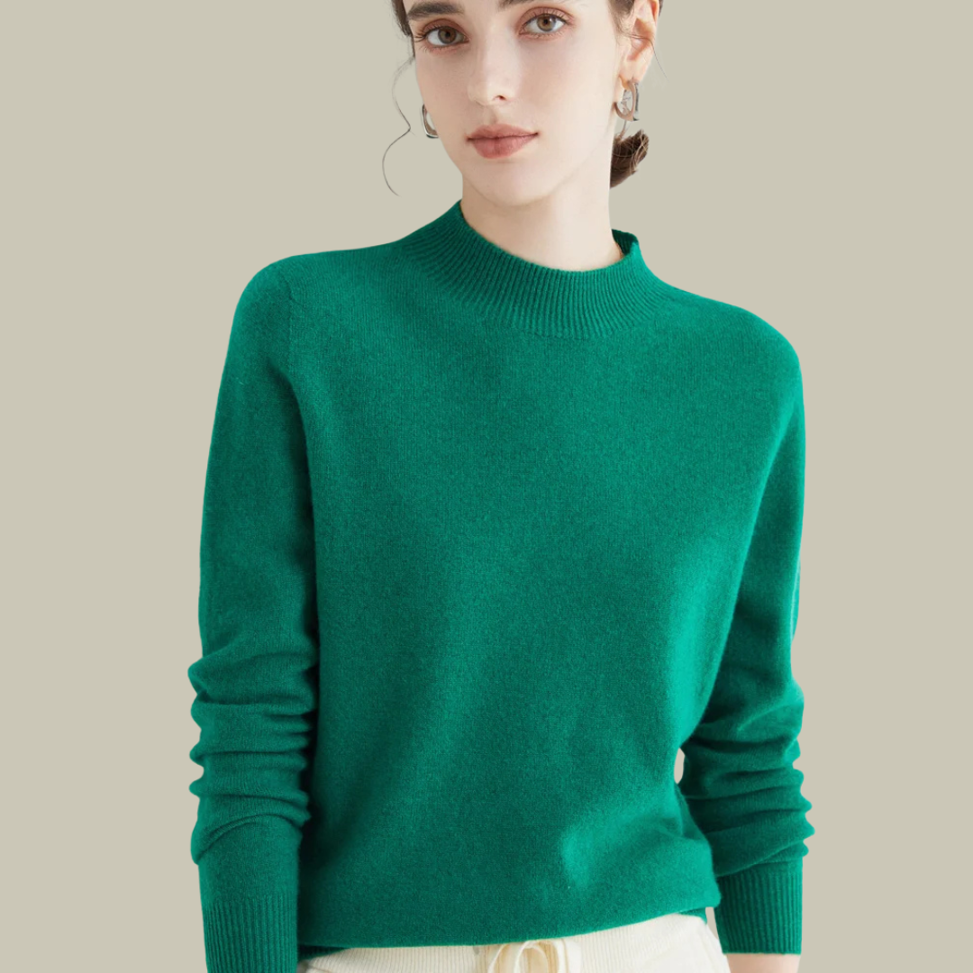 Emma | Women’s Blush Minimal Mock Neck Pullover