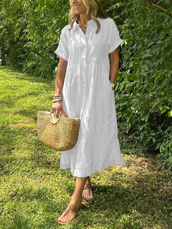 Women's Striped Button Front Dress