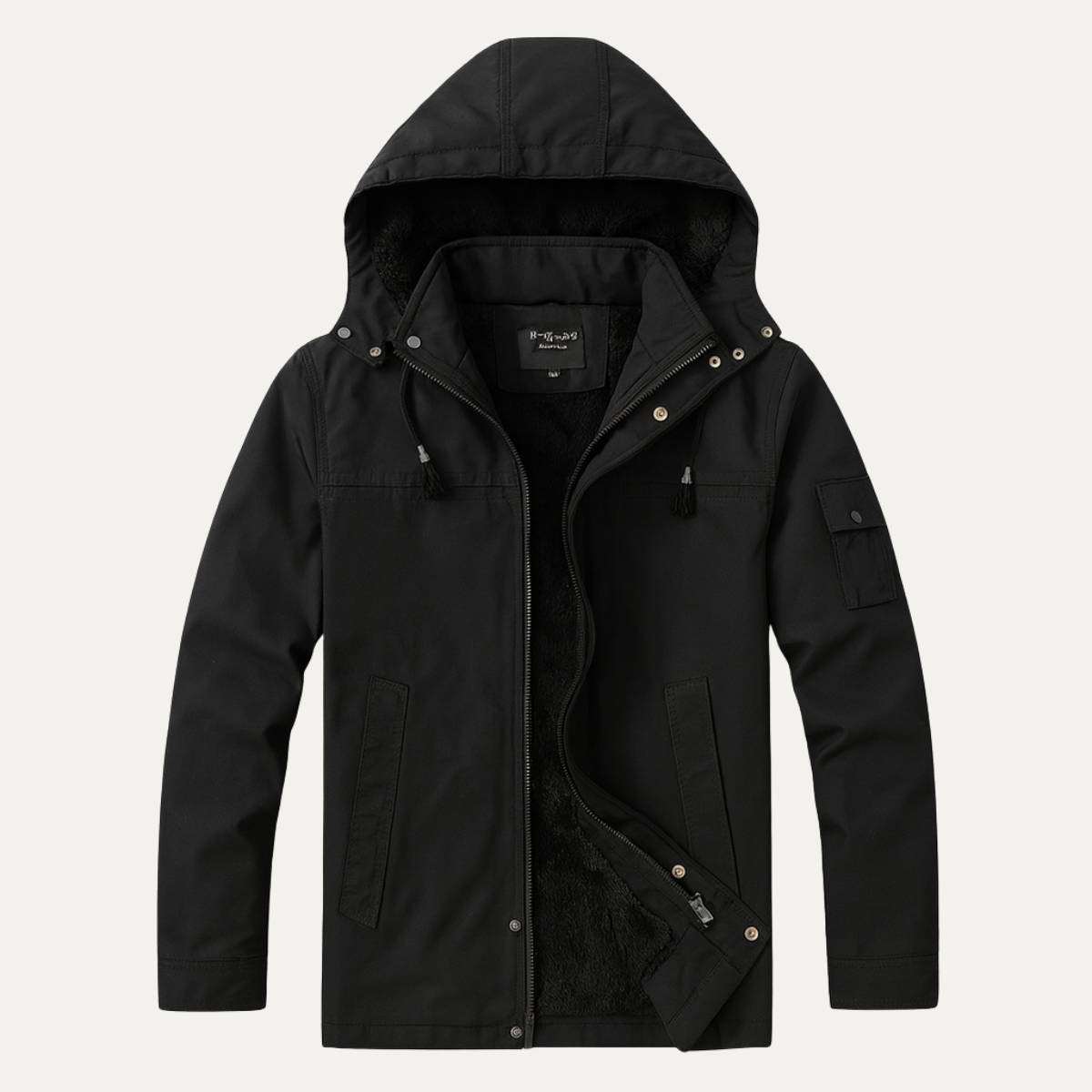 Men's Modern Parka Jacket Waterproof Hooded Black - Fashinoza