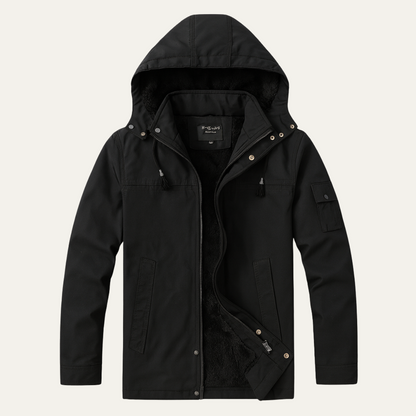 Men's Modern Parka Jacket Waterproof Hooded Black - Fashinoza