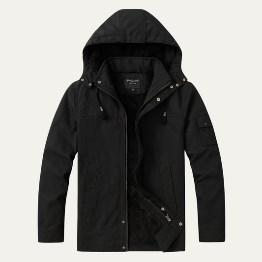 Men's Modern Parka Jacket Waterproof Hooded Black - Fashinoza