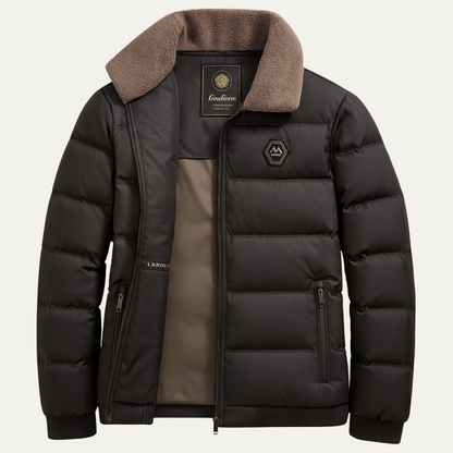 Men's Quilted Jacket Warm Padded Green - Fashinoza
