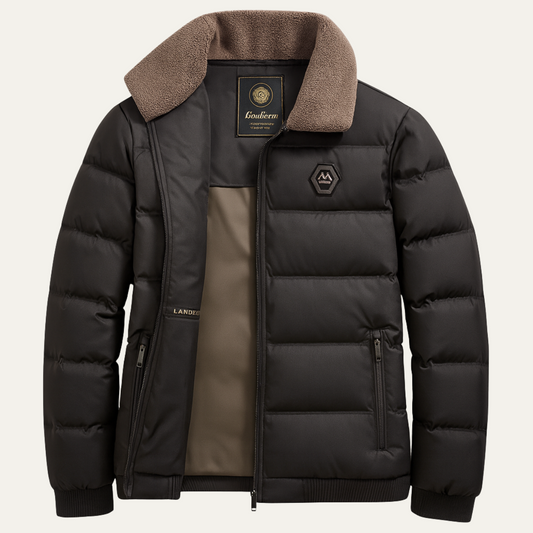 Men's Quilted Jacket Warm Padded Green - Fashinoza