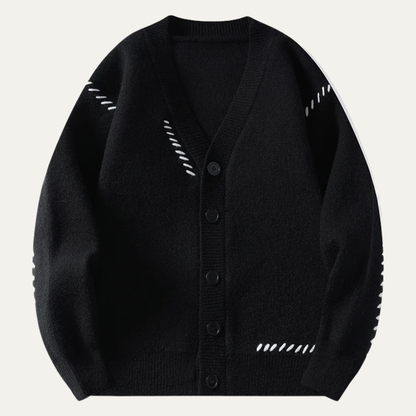 Men's V Neck Knit Sweater Casual Button Up - Fashinoza