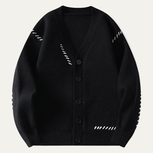 Men's V Neck Knit Sweater Casual Button Up - Fashinoza