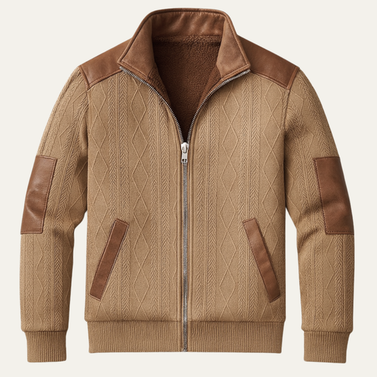 Men's Knitted Fleece Lined Zip Up Sweater - Fashinoza