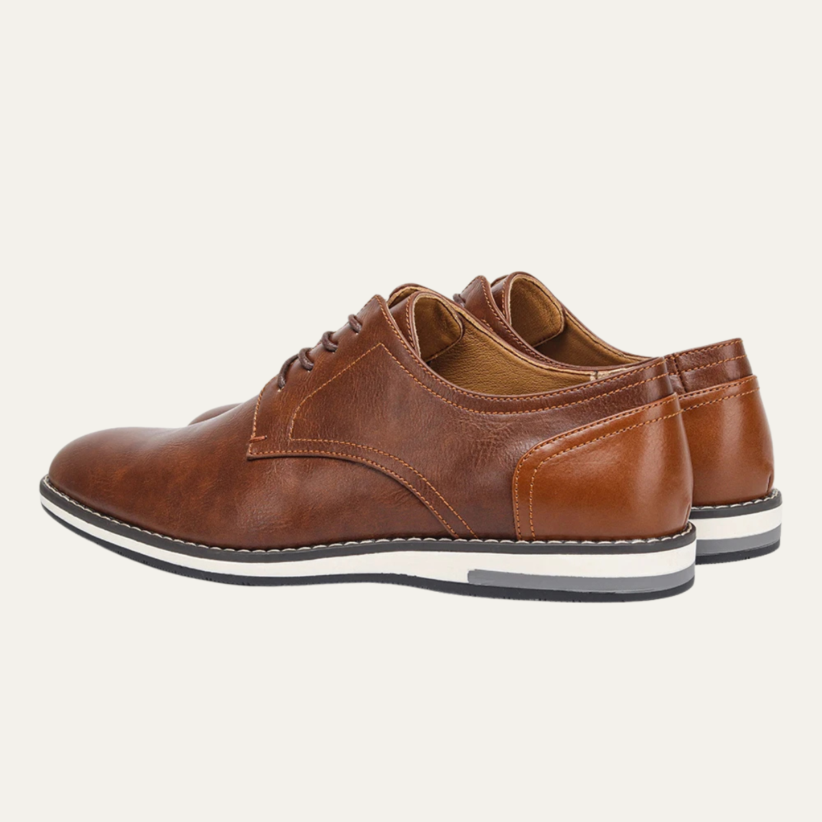 Men's Leather Oxford Dress Shoes Lace Up Brown - Fashinoza