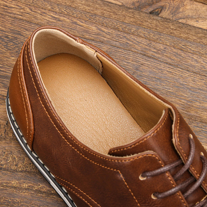 Men's Leather Oxford Dress Shoes Lace Up Brown