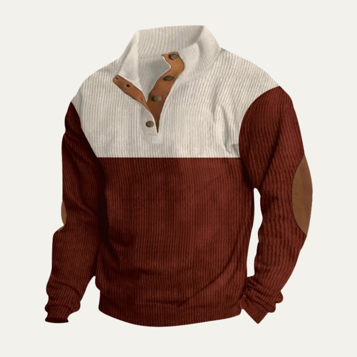 Men's Corduroy Sweater Elbow Patches Two Tone