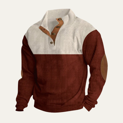 Men's Corduroy Sweater Elbow Patches Two Tone