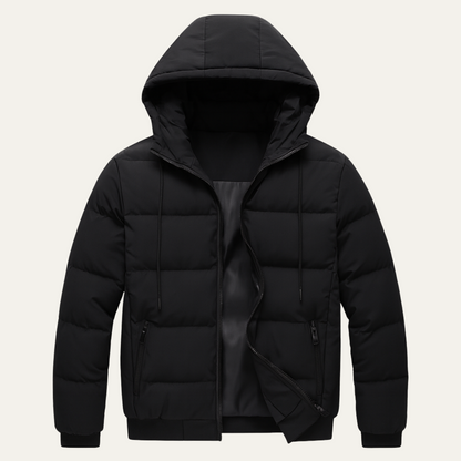 Men's Puffer Jacket Warm Elegant Down Black - Fashinoza