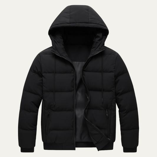 Men's Puffer Jacket Warm Elegant Down Black - Fashinoza