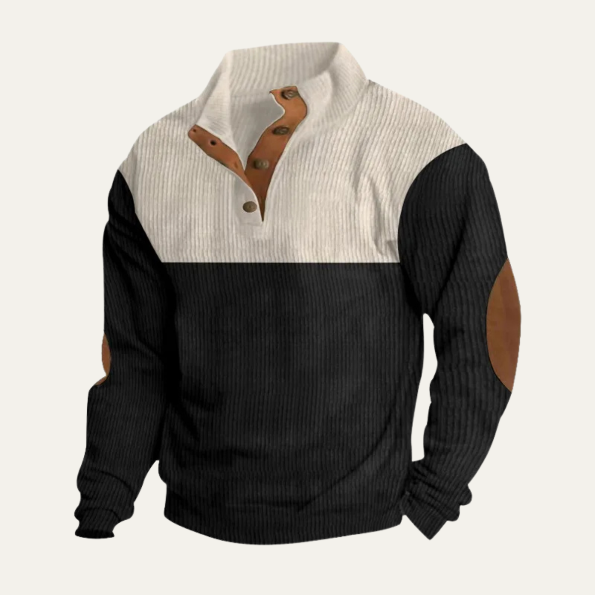 Men's Corduroy Sweater Elbow Patches Two Tone