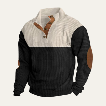 Men's Corduroy Sweater Elbow Patches Two Tone