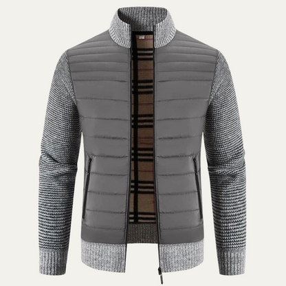 Men's Winter Bomber Jacket Knit Sleeves Bordeaux - Fashinoza