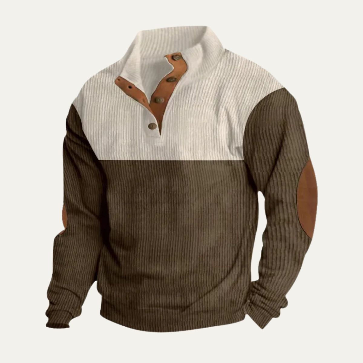 Men's Corduroy Sweater Elbow Patches Two Tone