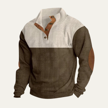 Men's Corduroy Sweater Elbow Patches Two Tone