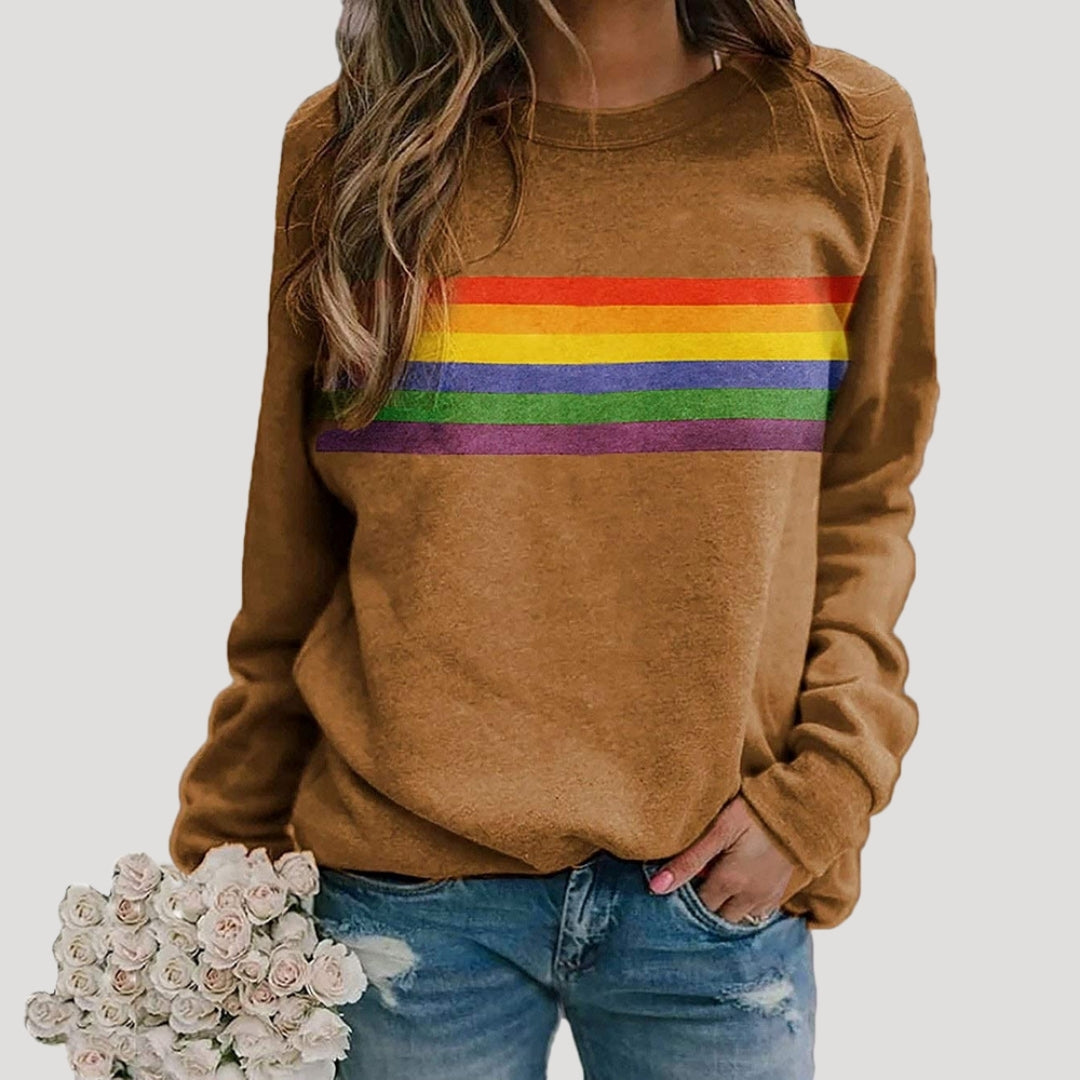Hannah | Women’s Spring Rainbow Stripe Long Sleeve Top