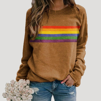Hannah | Women’s Spring Rainbow Stripe Long Sleeve Top