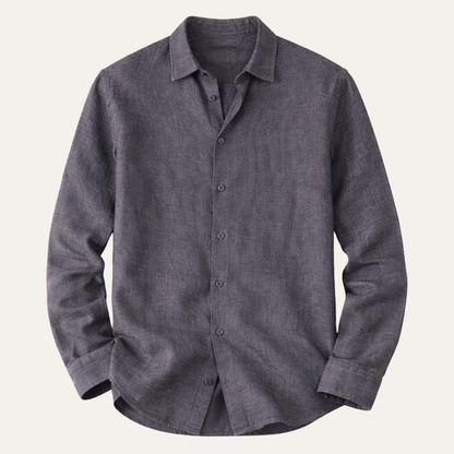 Men's Linen Button Up Shirt Loose Fit Beige - Fashinoza