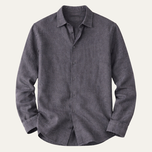 Men's Linen Button Up Shirt Loose Fit Beige - Fashinoza