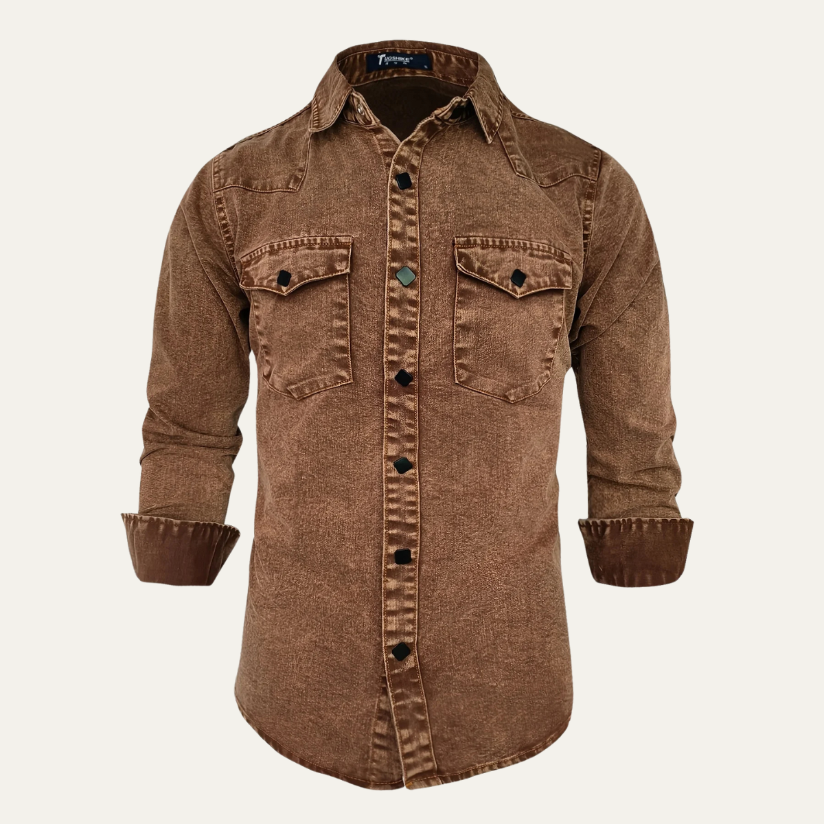 Men's Denim Work Shirt Vintage Washed Blue - Fashinoza