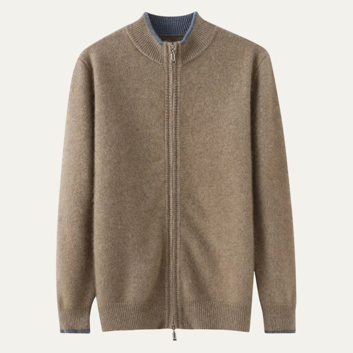 Men's Wool Cardigan Soft Warm Zip Up Knit - Fashinoza