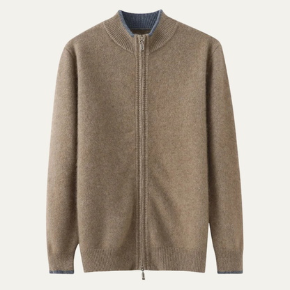 Men's Wool Cardigan Soft Warm Zip Up Knit - Fashinoza