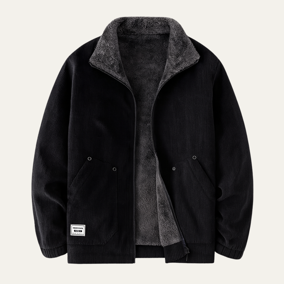 Men's Corduroy Fleece Zip Jacket - Fashinoza