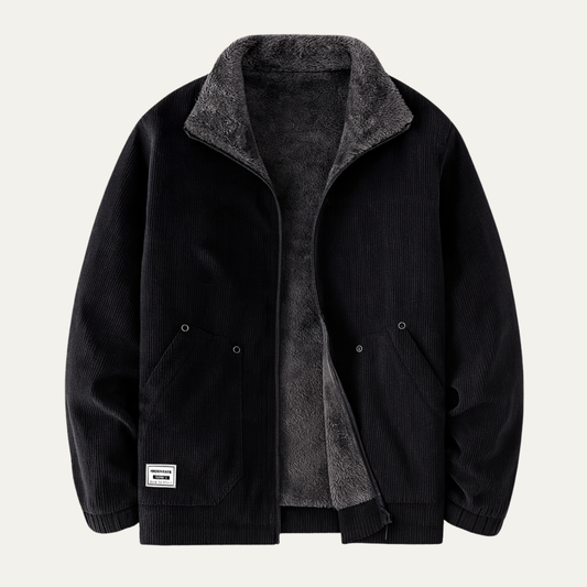 Men's Corduroy Fleece Zip Jacket - Fashinoza