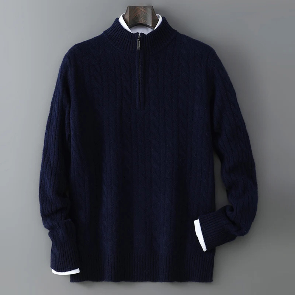 Men's Mock Neck Half Zip Sweater Warm Knit Winter