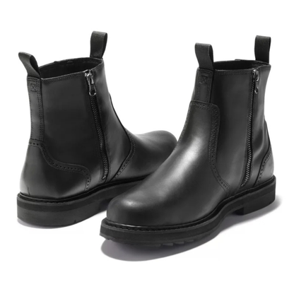 Men's Leather Chelsea Boots Classic Slip On Black