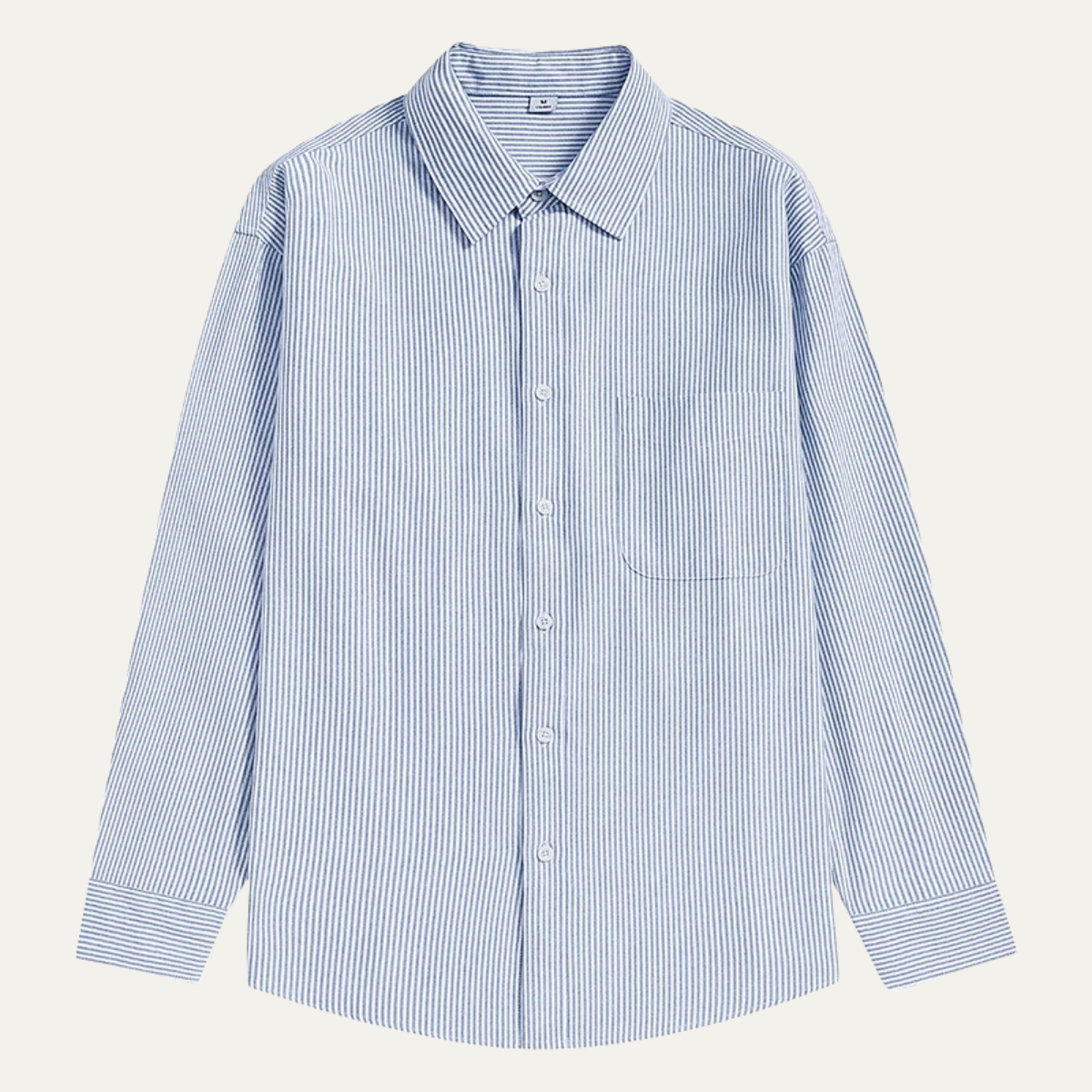 Men's Striped Dress Shirt Classic Collar Pocket Cotton Blue - Fashinoza