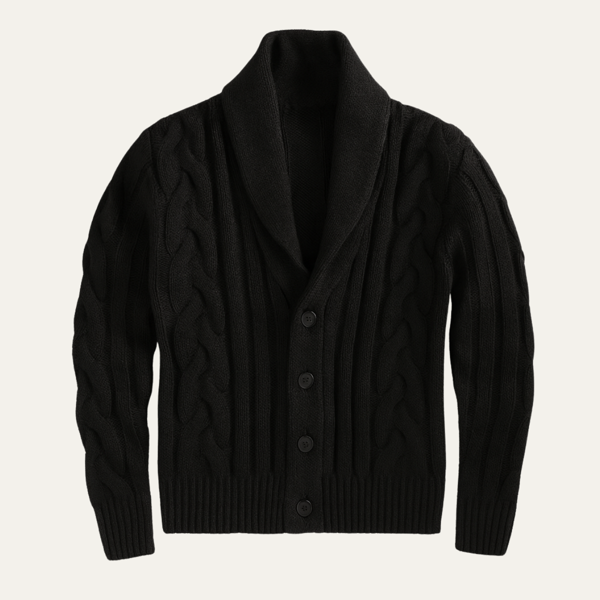 Men's Cable Knit Cardigan Shawl Collar Button Up - Fashinoza