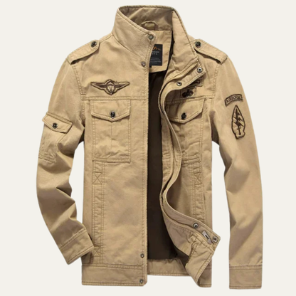 Men's Military Jacket Stand Collar Pockets