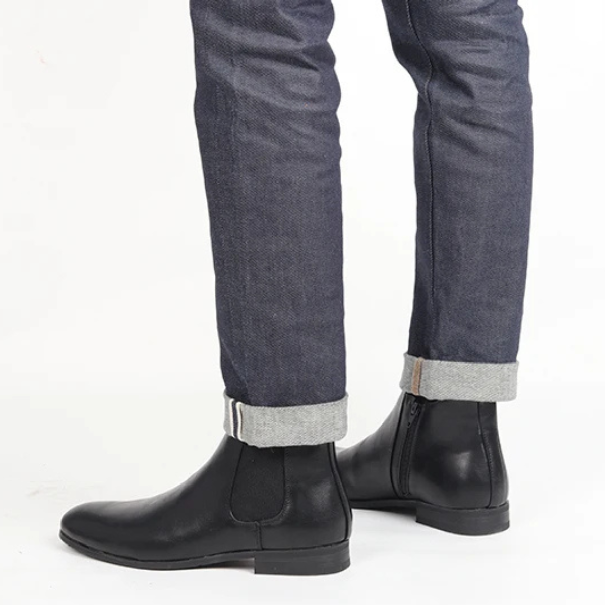 Men's Leather Chelsea Ankle Boots Elastic Sides