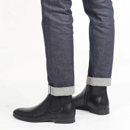 Men's Leather Chelsea Ankle Boots Elastic Sides