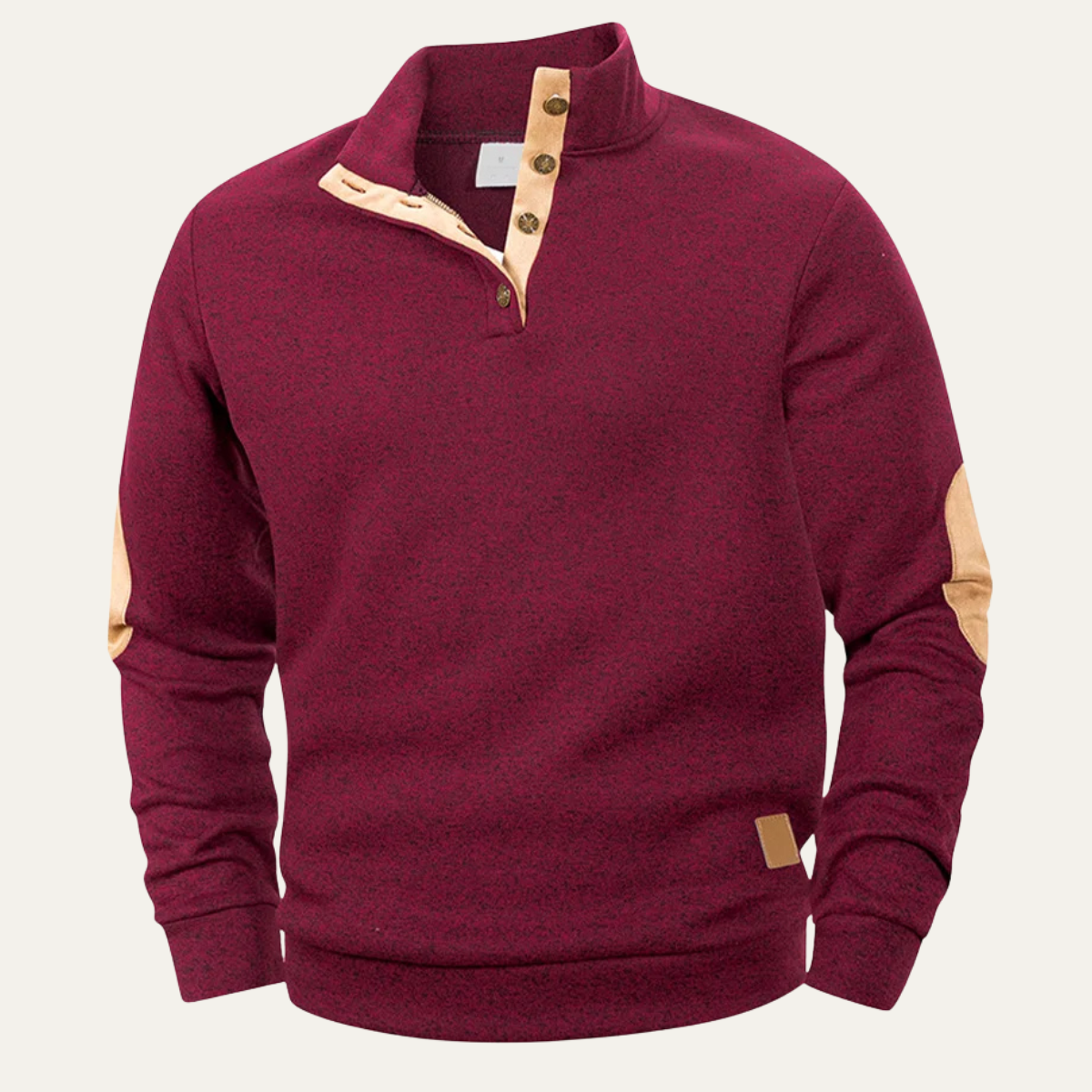 Men's Fleece Sweater Elbow Patches Stand Collar - Fashinoza