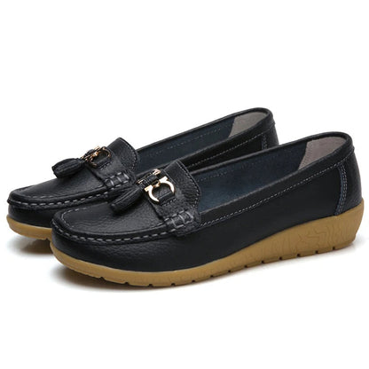 Women Leather Cut-Out Ballet Flats
