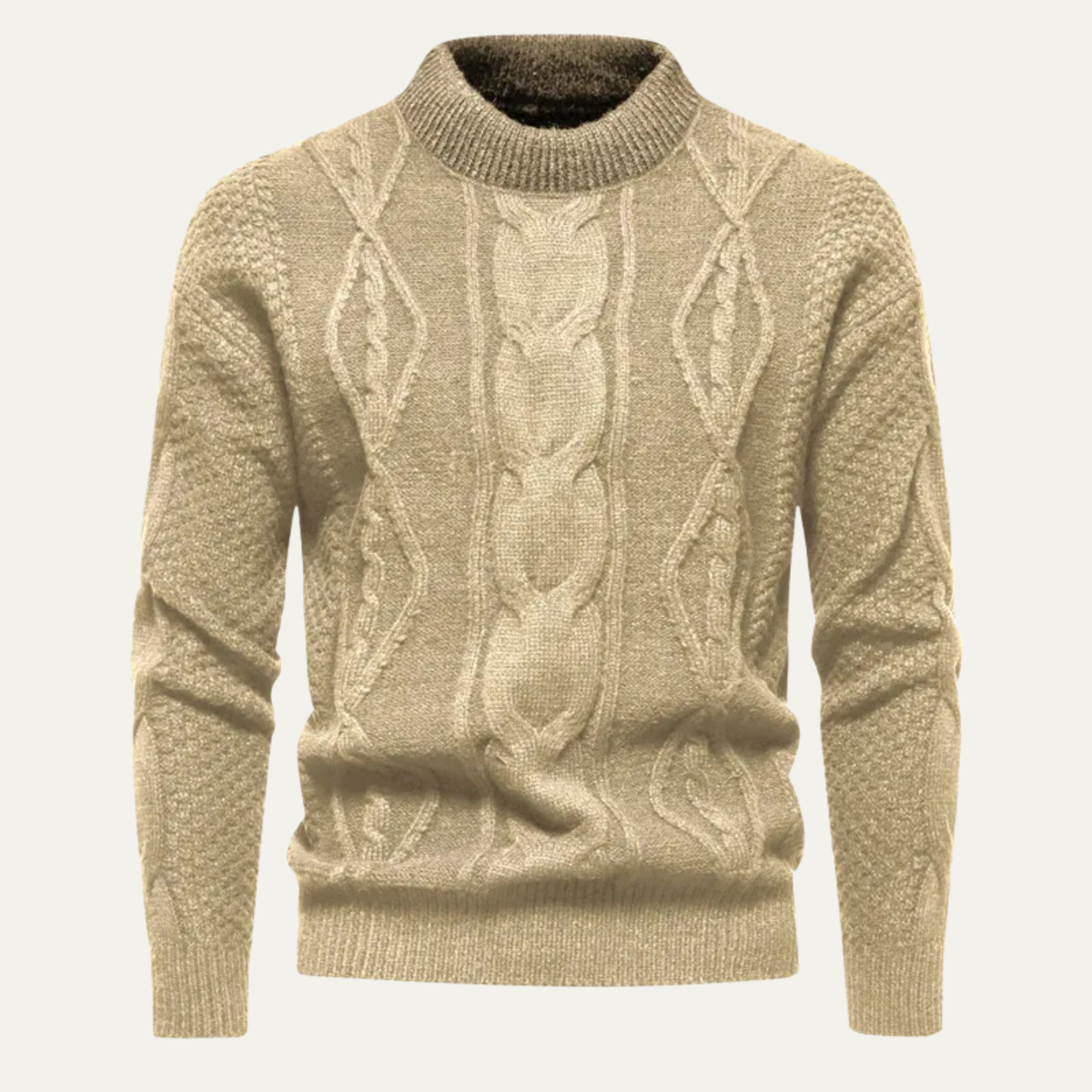 Men's Cable Knit Round Neck Sweater